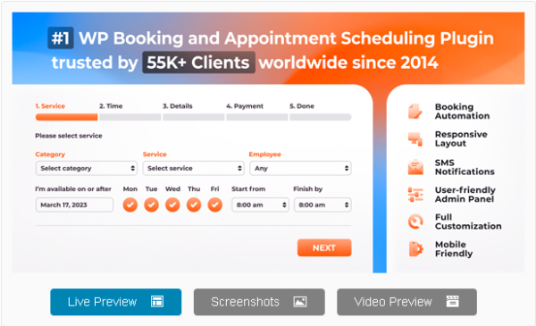 Bookly PRO – Appointment Booking and Scheduling Software System